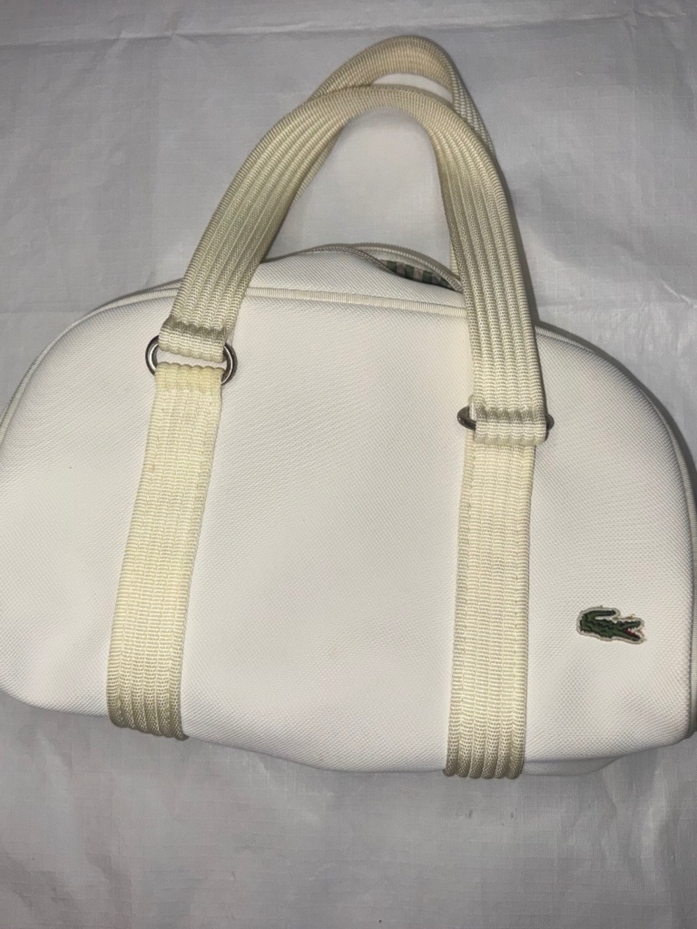 Retro White Lacoste PVC Shoulder/Hand Bag